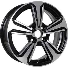 Диск R15 4x100 6J ET46 D54,1 KDW KD1544 (15_Solaris II) (КС777) Black Front Polished